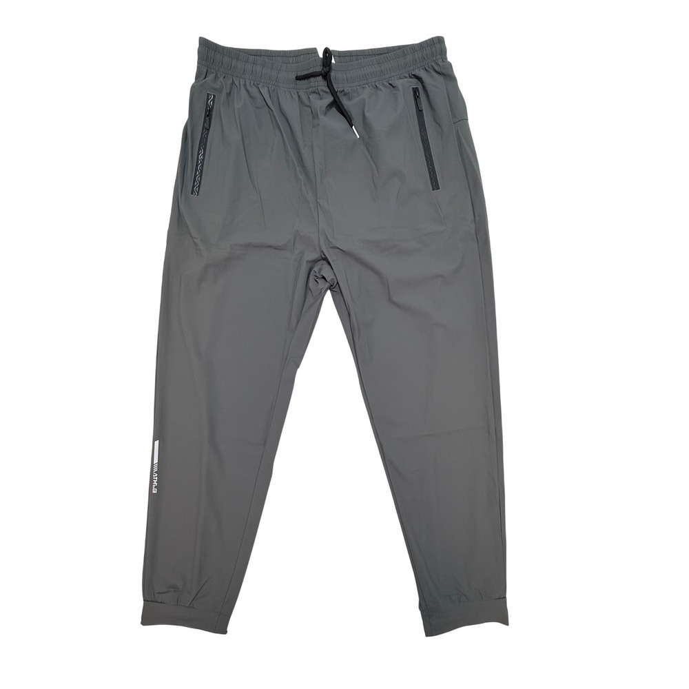 Athletic Gray Joggers Mens XL Zipper Pockets Stretch Performance Training Pants